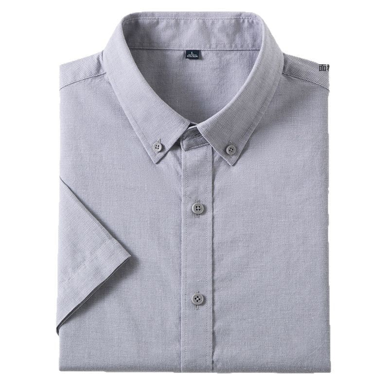 [64% Cotton, 30% Lyocell, 6% Linen] Blue-Short Sleeves men's casual shirt - button-up design with relaxed comfortable fit