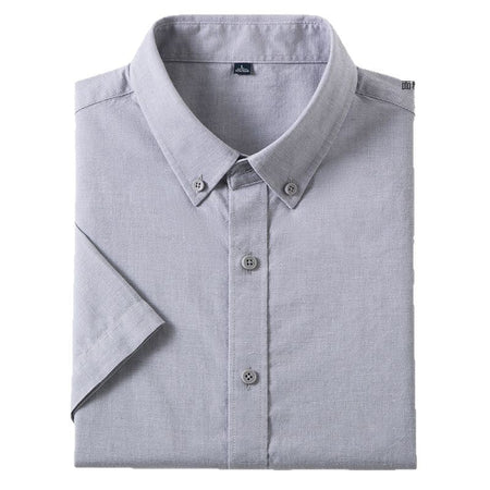 [64% Cotton, 30% Lyocell, 6% Linen] Blue-Short Sleeves men's casual shirt - button-up design with relaxed comfortable fit