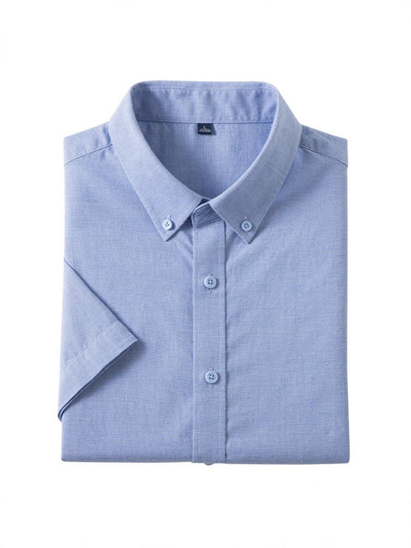 [Cool Linen] Gray Short Sleeves men's casual shirt - button-up design with relaxed comfortable fit