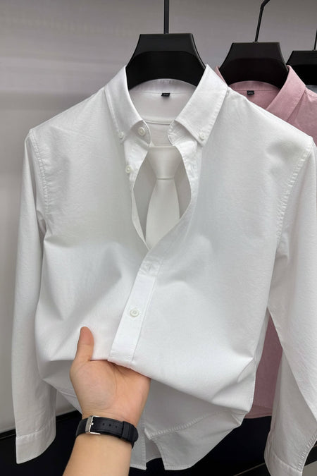 White men's casual shirt - button-up design with relaxed comfortable fit