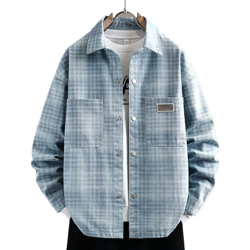 Light Blue [Plaid]] men's casual shirt - button-up design with relaxed comfortable fit