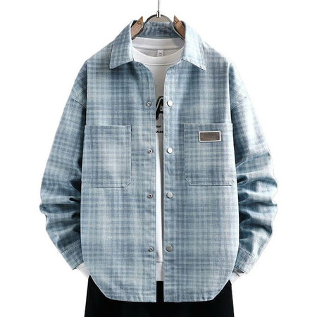 Light Blue [Plaid]] men's casual shirt - button-up design with relaxed comfortable fit