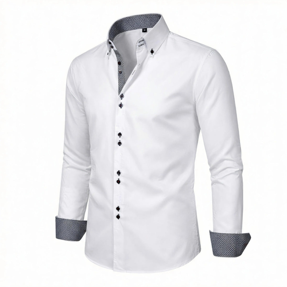 White/White men's casual shirt - button-up design with relaxed comfortable fit