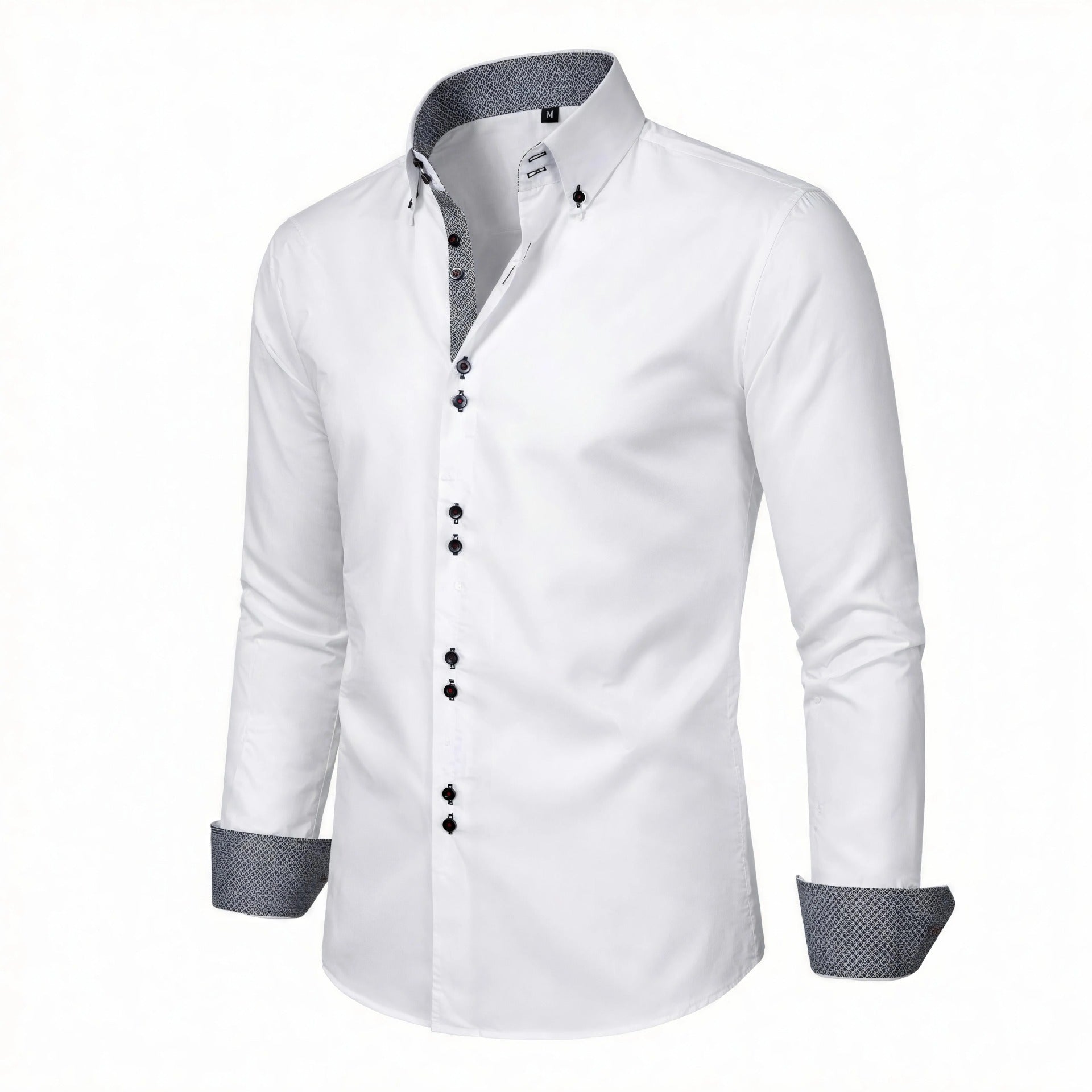 White/White men's casual shirt - button-up design with relaxed comfortable fit