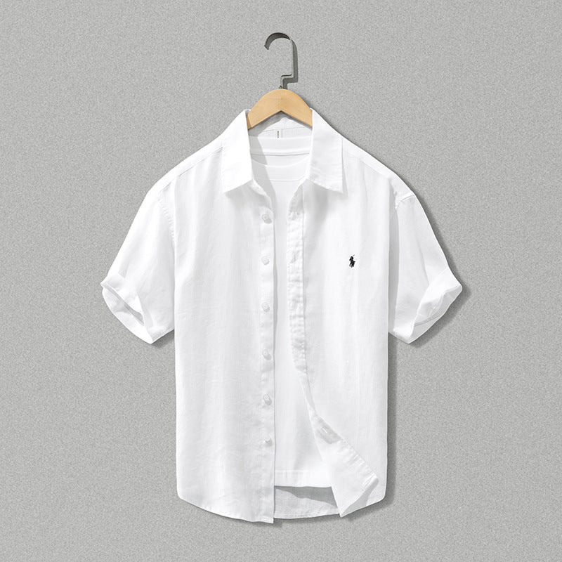 Men's Pure Linen Relaxed Fit Short-Sleeved Casual Shirt