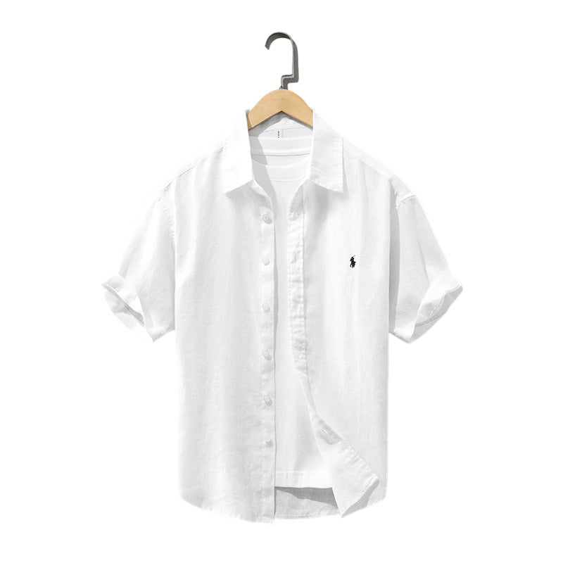White men's casual shirt - button-up design with relaxed comfortable fit