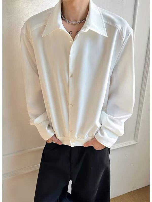 White men's casual shirt - button-up design with relaxed comfortable fit