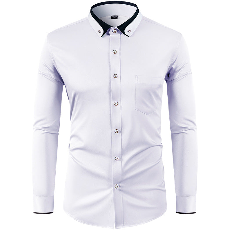 White men's casual shirt - button-up design with relaxed comfortable fit