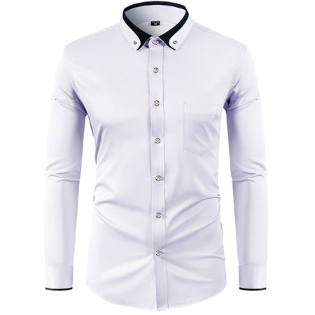 White men's casual shirt - button-up design with relaxed comfortable fit