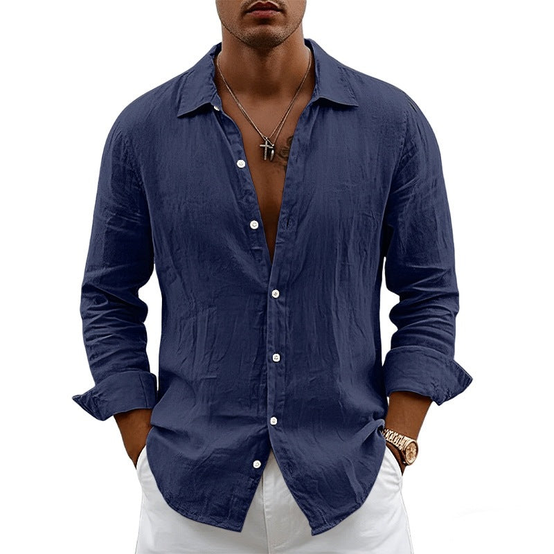 White men's casual shirt - button-up design with relaxed comfortable fit
