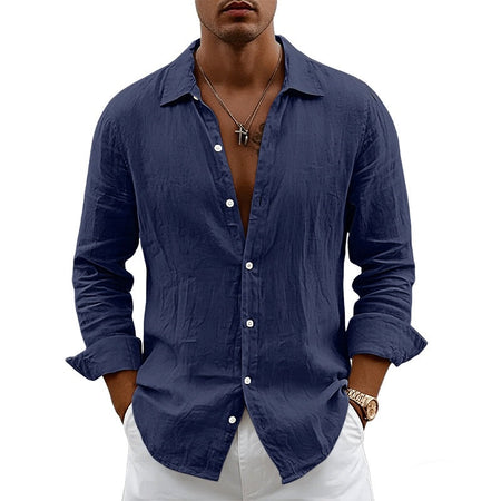 White men's casual shirt - button-up design with relaxed comfortable fit