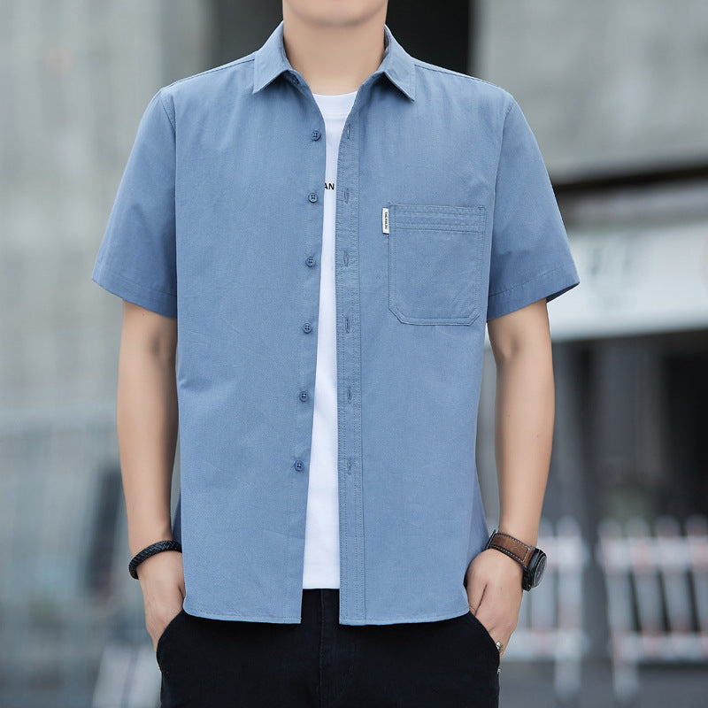 Men's Tailored Cotton Short-Sleeve Washed Shirt Jacket