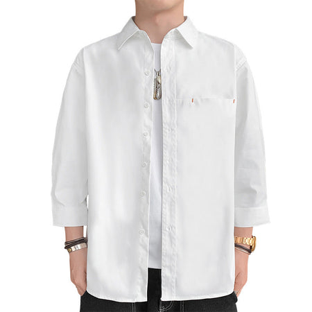 White men's casual shirt - button-up design with relaxed comfortable fit