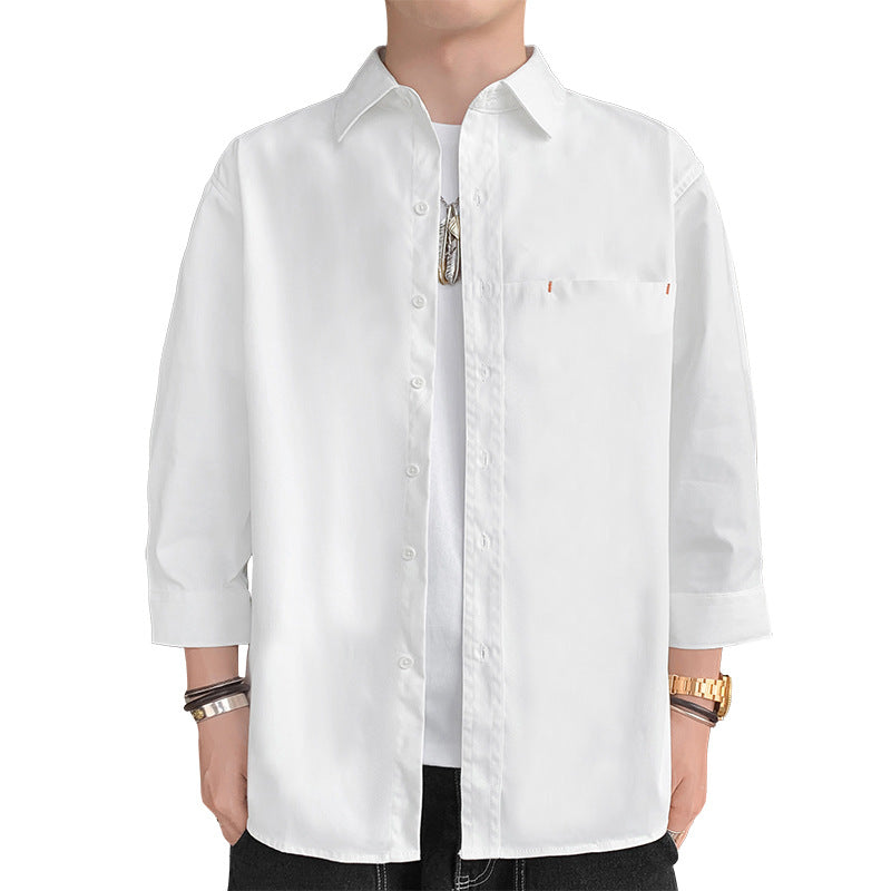 White men's casual shirt - button-up design with relaxed comfortable fit