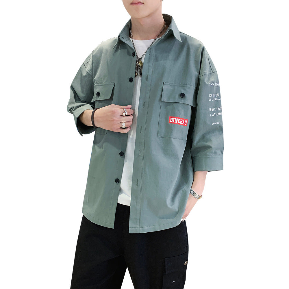 Black men's casual shirt - button-up design with relaxed comfortable fit
