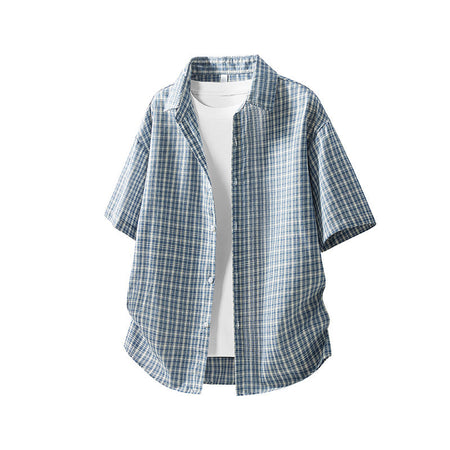 Blue men's casual shirt - button-up design with relaxed comfortable fit