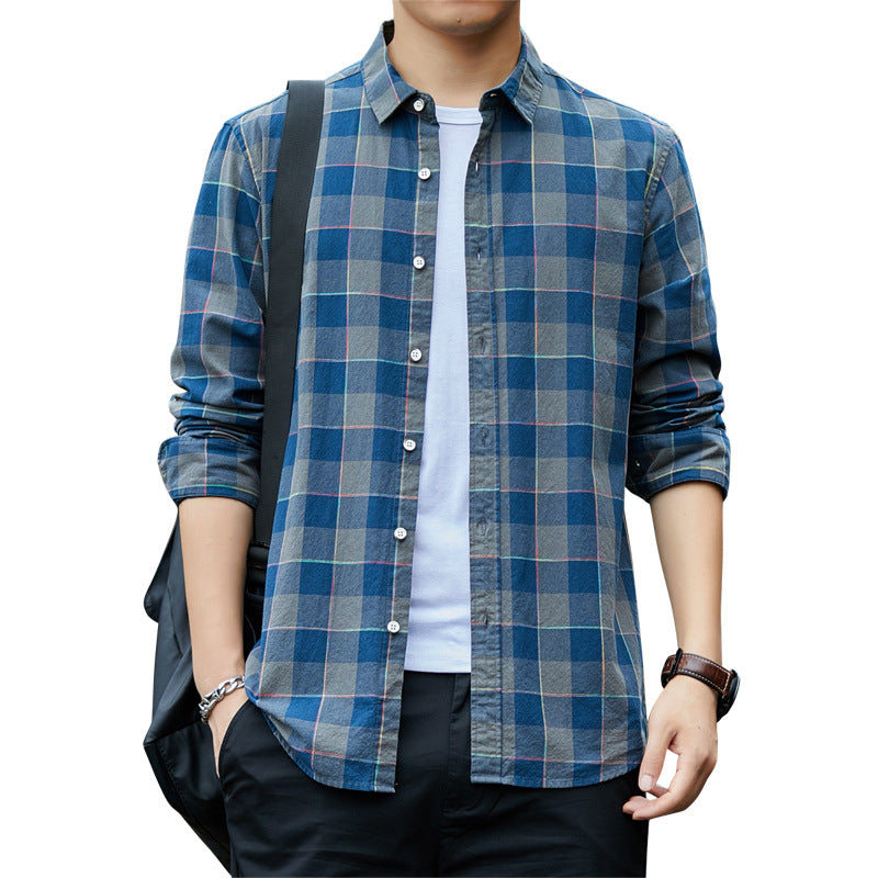 Blue And Gray men's casual shirt - button-up design with relaxed comfortable fit