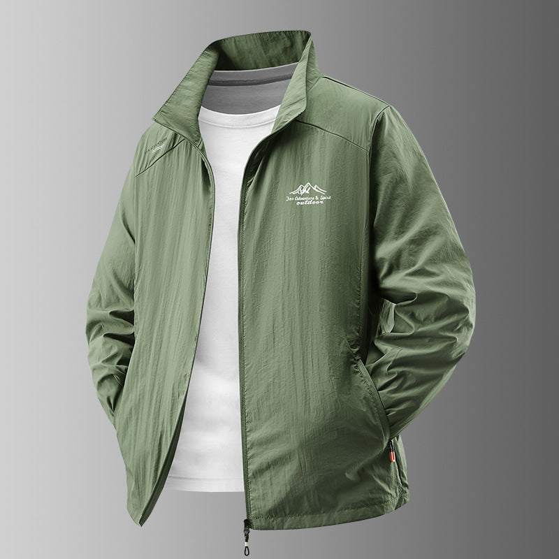 Light Gray sun protection windbreaker jacket for men - lightweight windproof breathable design