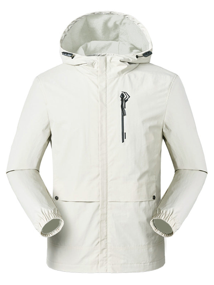 Army Green mountaineering windbreaker jacket for men - lightweight windproof breathable design