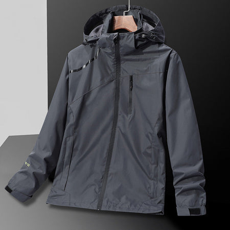 Black mountaineering windbreaker jacket for men - lightweight windproof breathable design