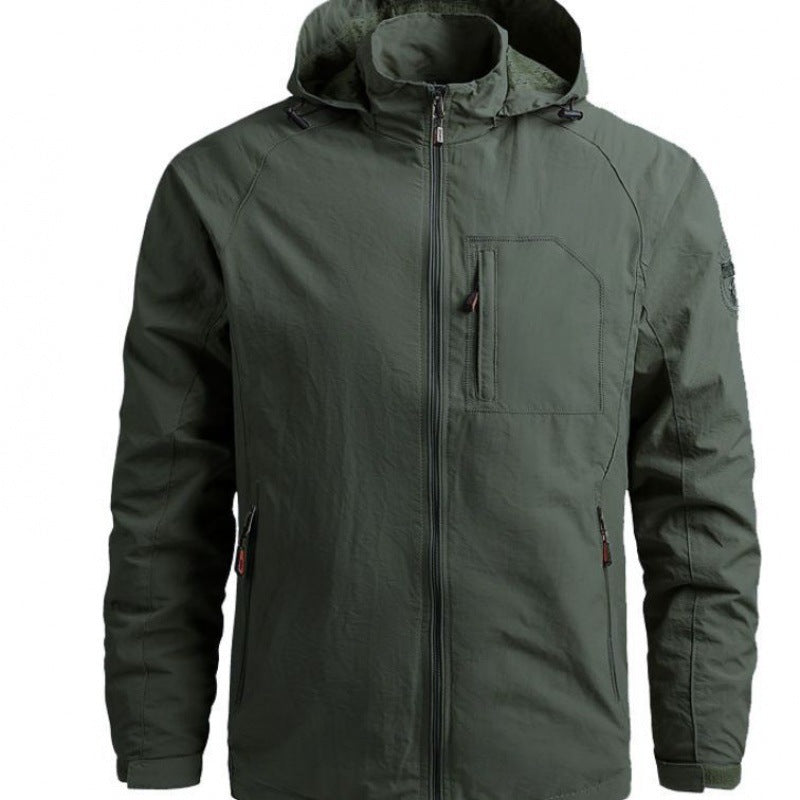 Black sun protection windbreaker jacket for men - lightweight windproof breathable design