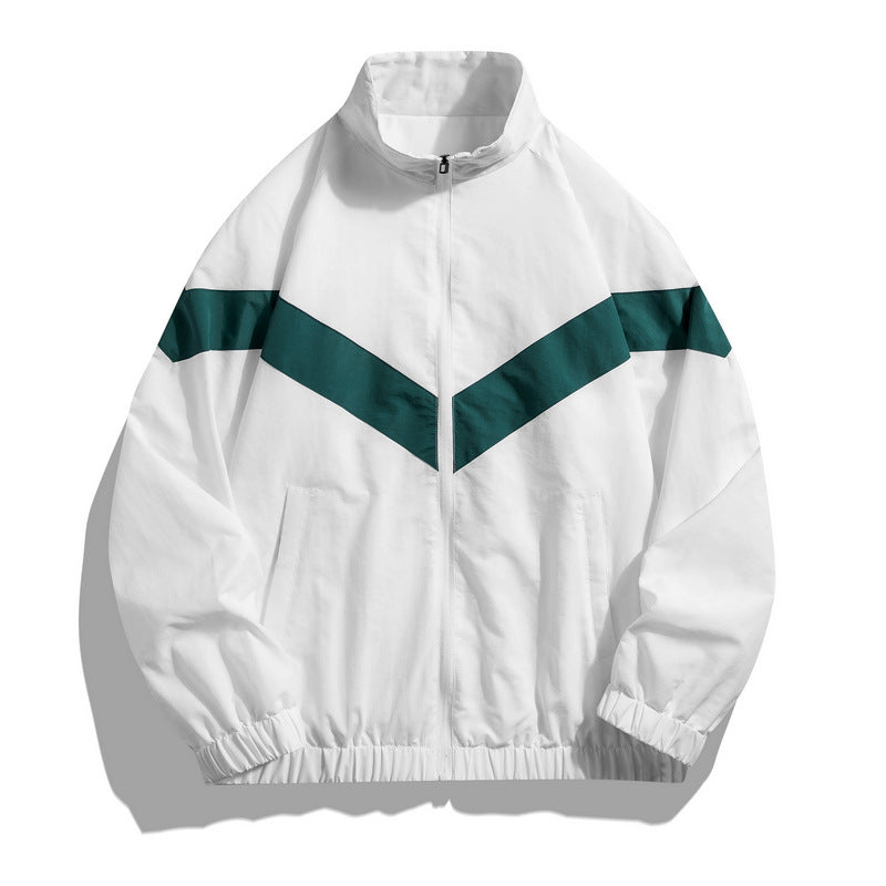 White windbreaker jacket for men - lightweight windproof breathable design