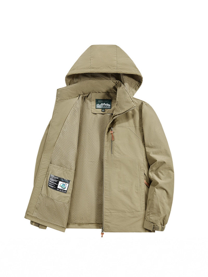 Black work windbreaker jacket for men - lightweight windproof breathable design