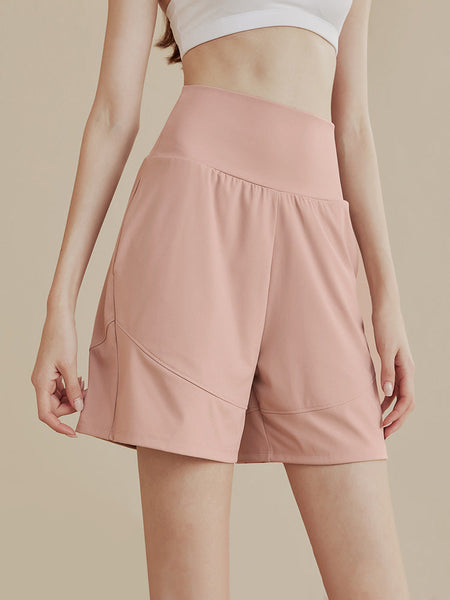 Black high-waisted mid-length quick-dry performance shorts
