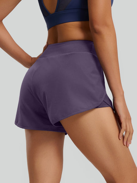 Sweet whale blue two-in-one performance shorts with integrated side pockets