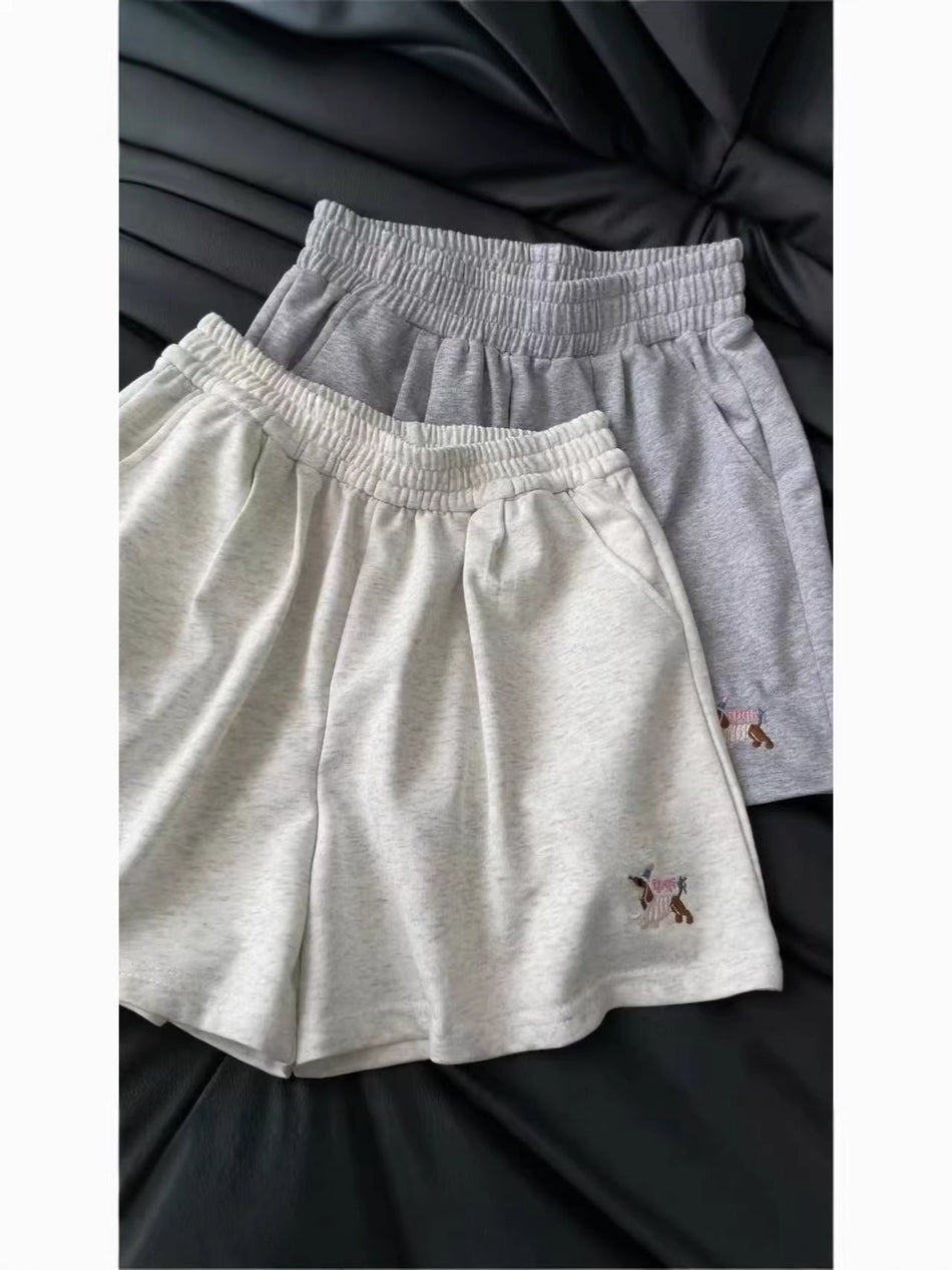 High-Waisted Relaxed Wide-Leg Athletic Shorts