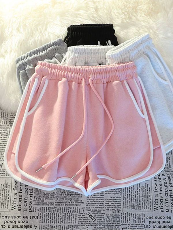 Pink relaxed wide-leg summer active lounge shorts