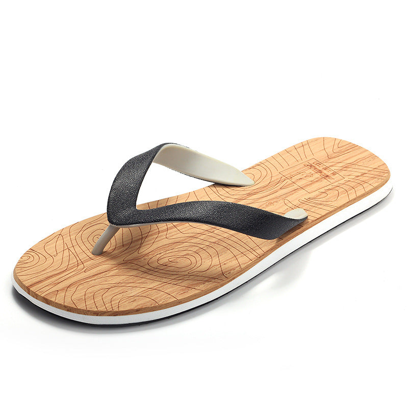 Men's Carved Wood Grain Non-Slip Outdoor Sport Flip-Flops