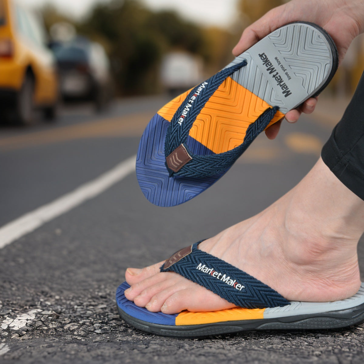 Men's High-Bottom Non-Slip Thick-Sole Beach Flip-Flops