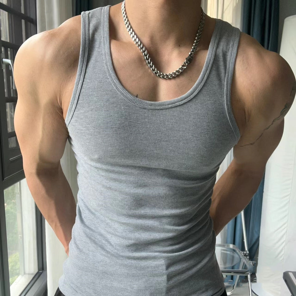 Men’s Thick Thread Stretch Cotton Muscle Training Vest