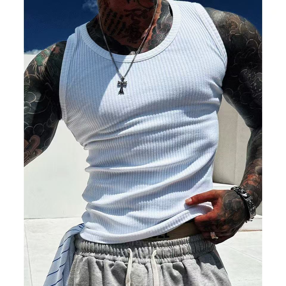Men’s 100% Pure Cotton Ribbed Fitness Training Vest