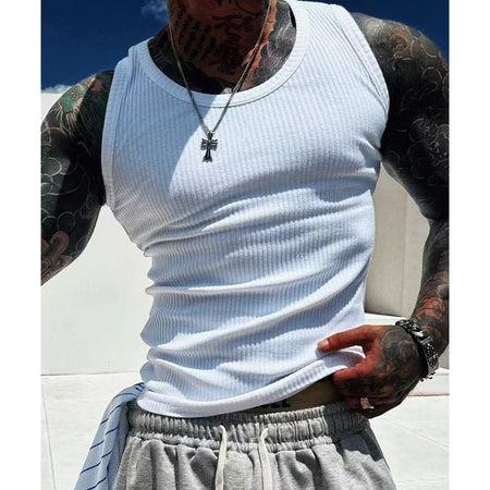 Men’s 100% Pure Cotton Ribbed Fitness Training Vest