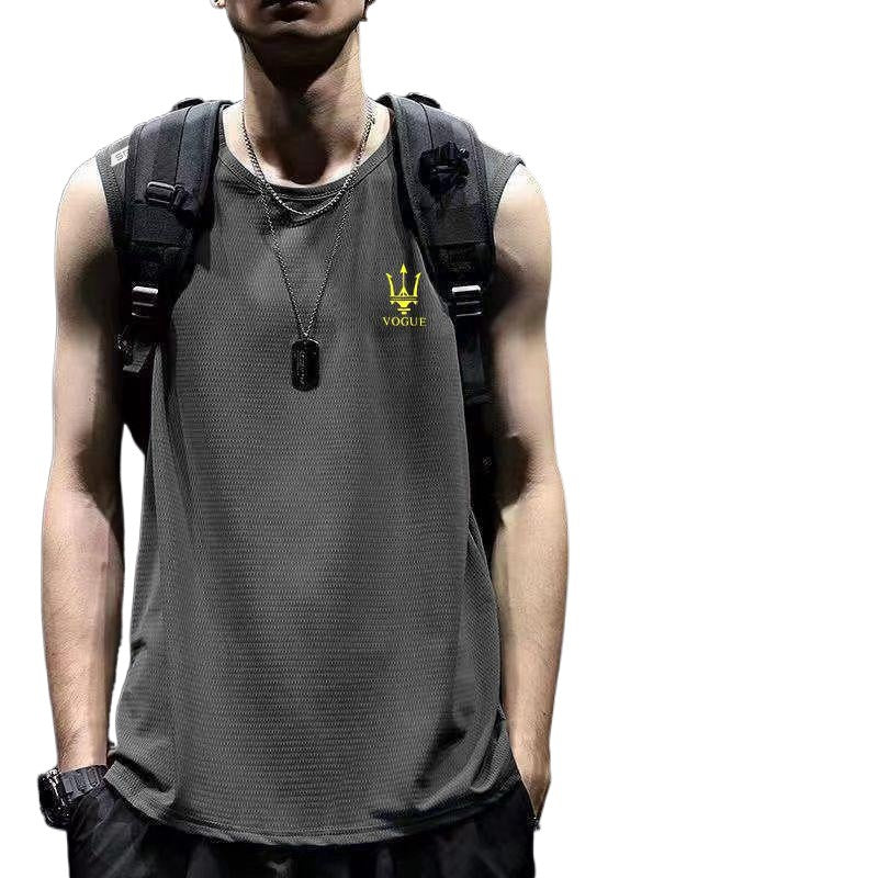 Men’s Ice Silk Wide Shoulder Quick-Drying Fitness Vest