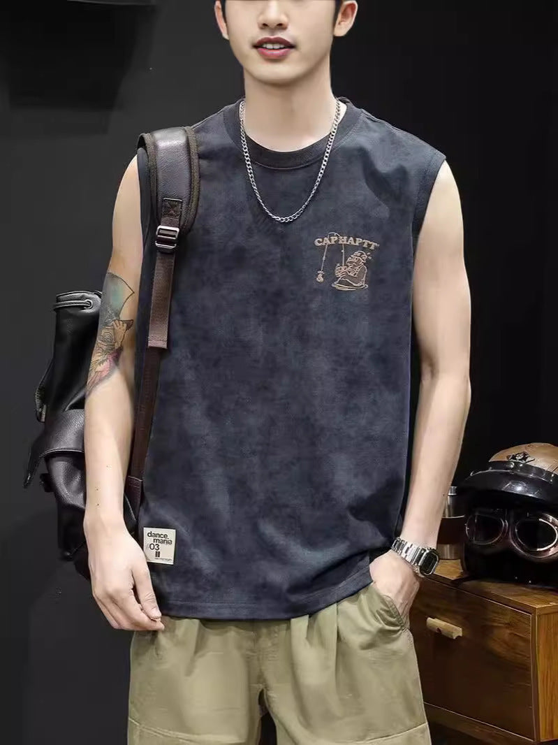Men’s High-Performance Quick-Dry Fitness Vest in Onyx Black