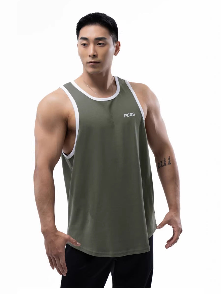 Men’s Elastic Racerback Training Vest in Breathable Charcoal