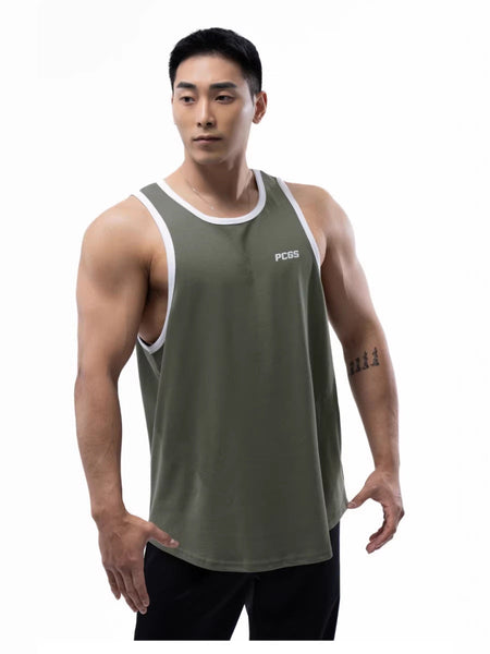 Men’s Elastic Racerback Training Vest in Breathable Charcoal