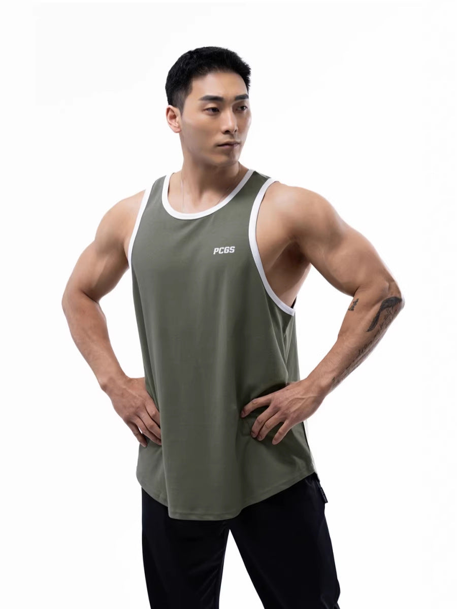 Men’s Elastic Racerback Training Vest in Breathable Charcoal