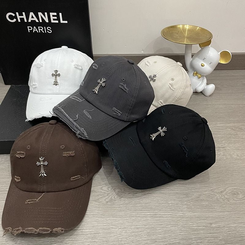 Silver Mark Ripped Baseball Cap - Premium Hip-Hop Street Hat