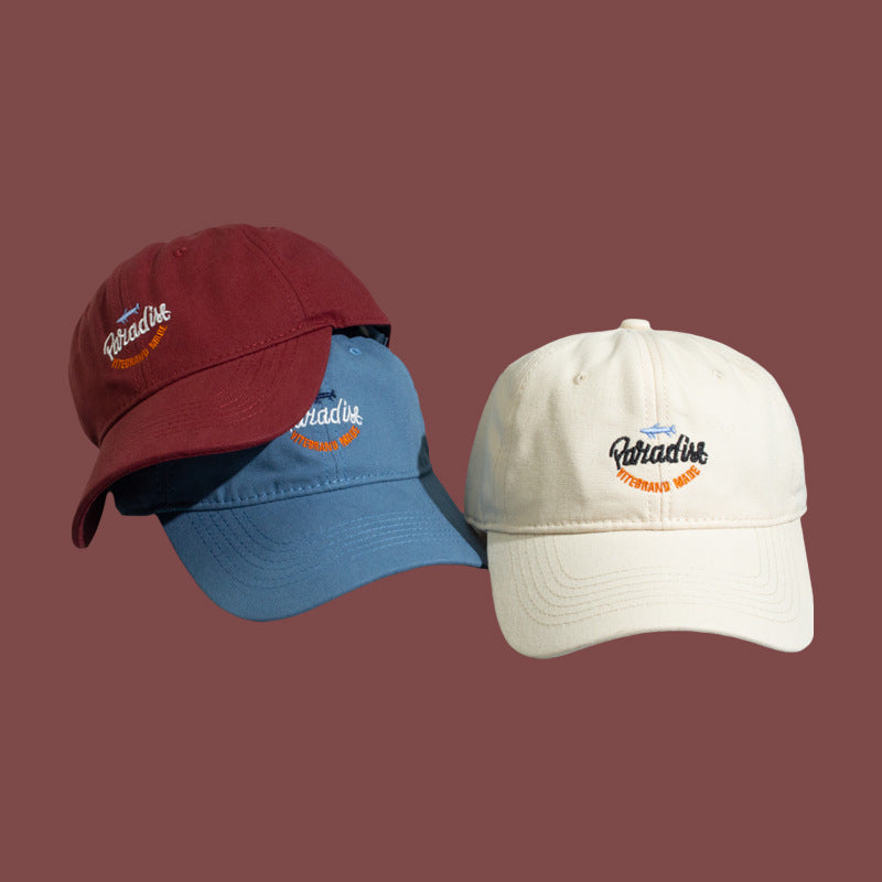 Embroidered Fish Motif Baseball Cap - Premium Unisex Sun Hat