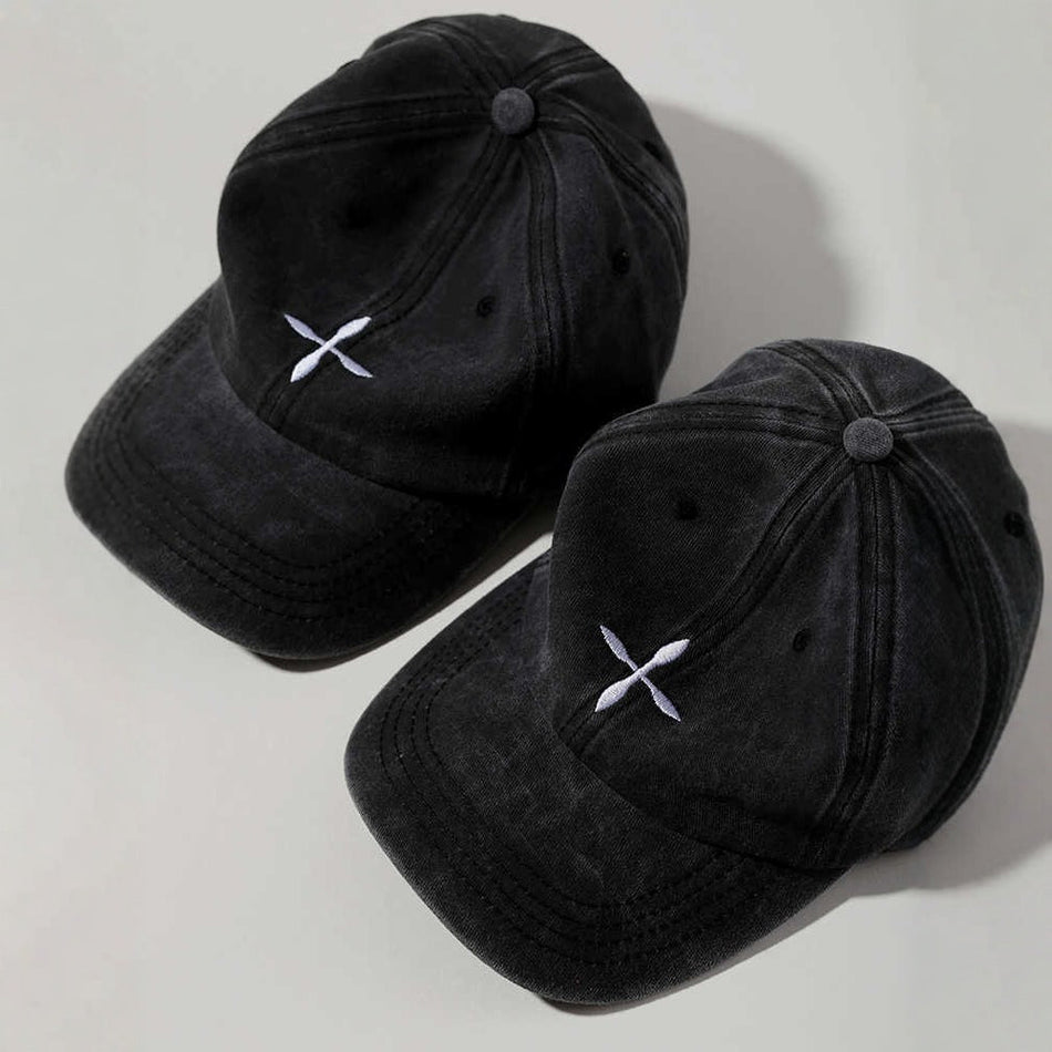 Wncap American-Style Cross Flower Washed Cap - Cement Gray