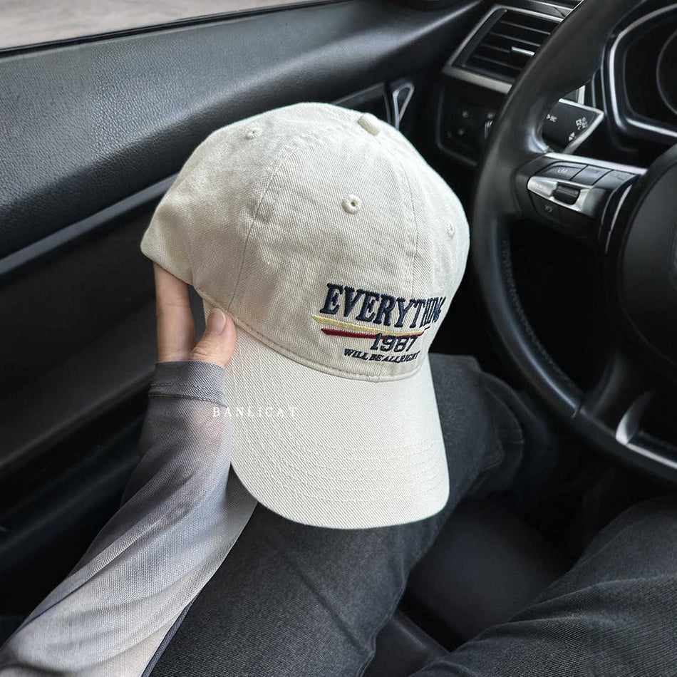 Vintage Embroidered Washed Cotton Baseball Cap