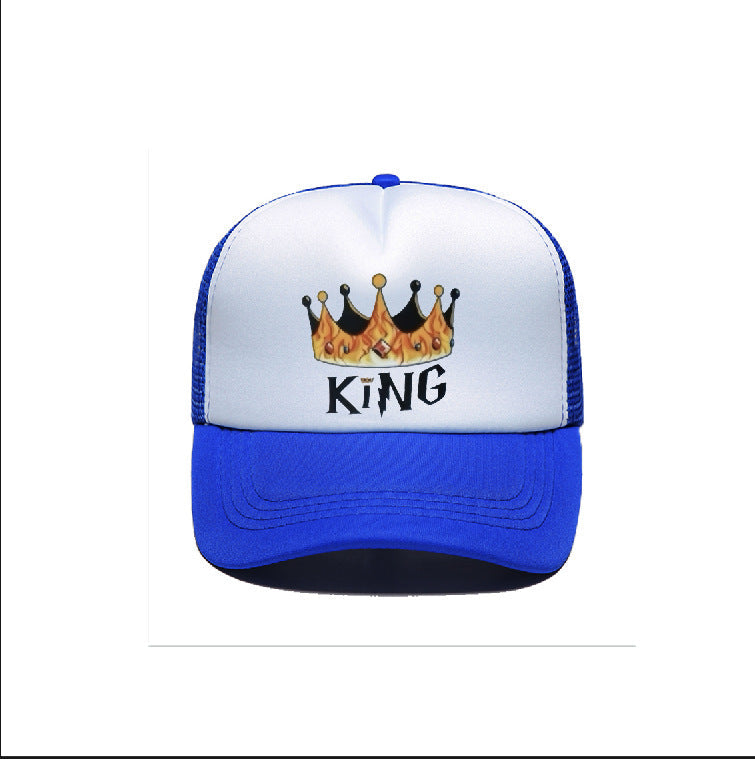 Crown Print Breathable Mesh Trucker Cap with Structured Peak