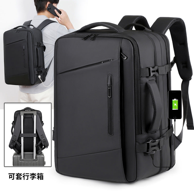 Expandable Waterproof Leather Film Business Laptop Backpack