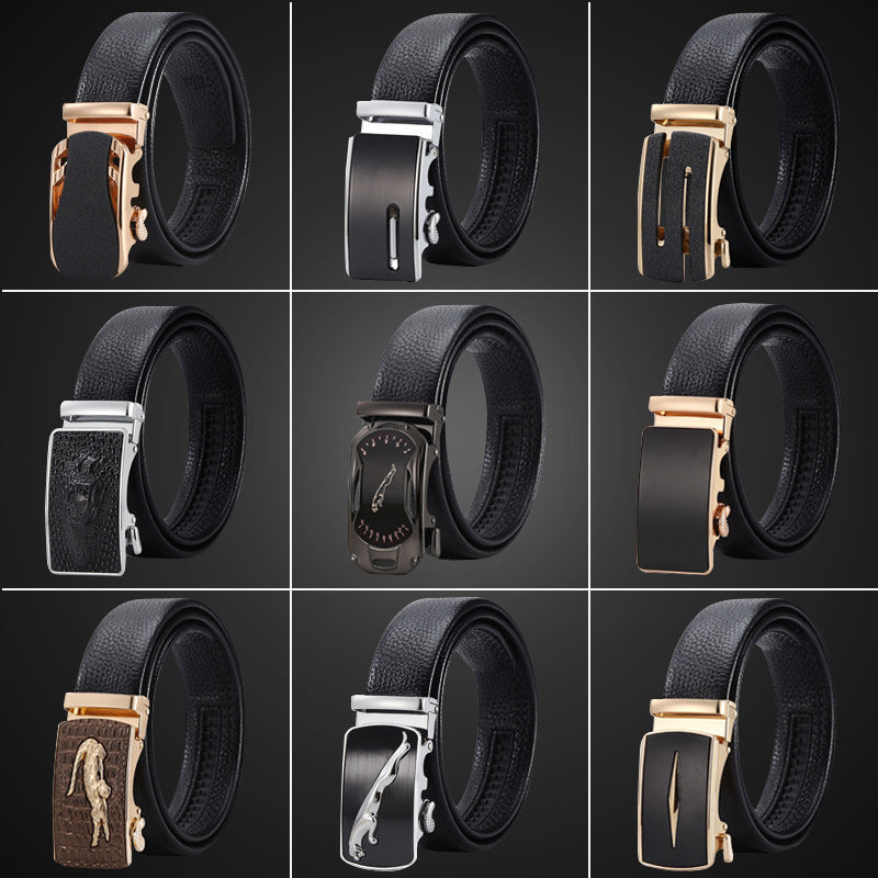 Men’s High-End Leather Belt with Precision Automatic Buckle