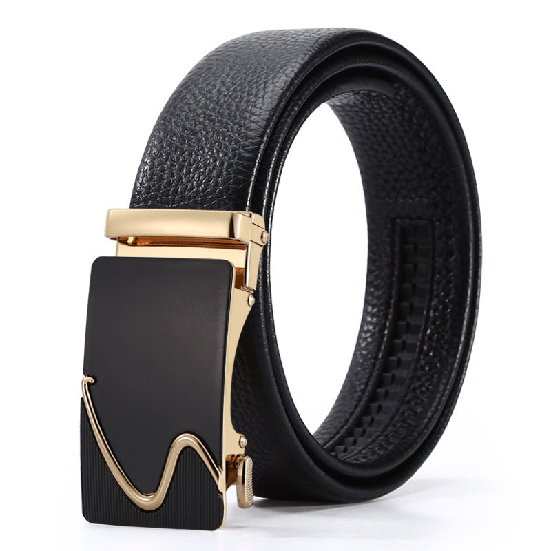 Men’s High-End Leather Belt with Precision Automatic Buckle