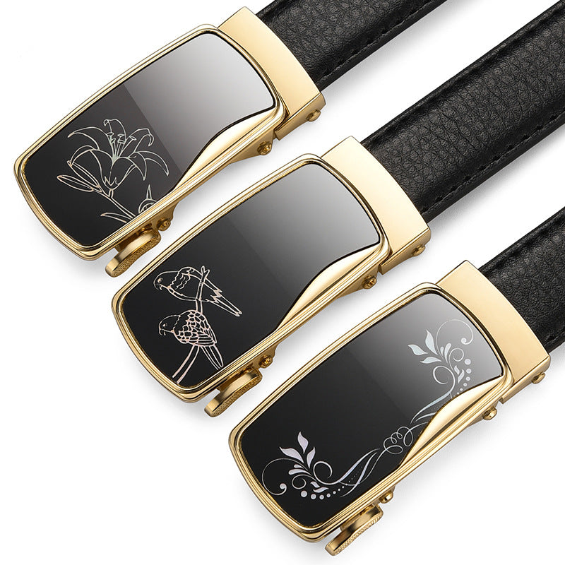 Women’s Elegant Automatic Belt with Polished Heart Buckle